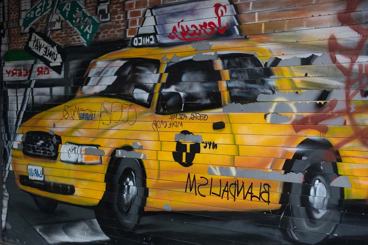 graffiti yellow taxi cab wall painting hospital